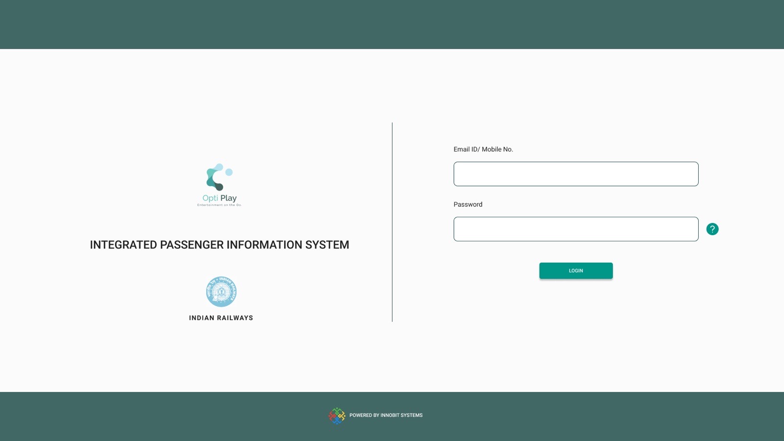 Login screen